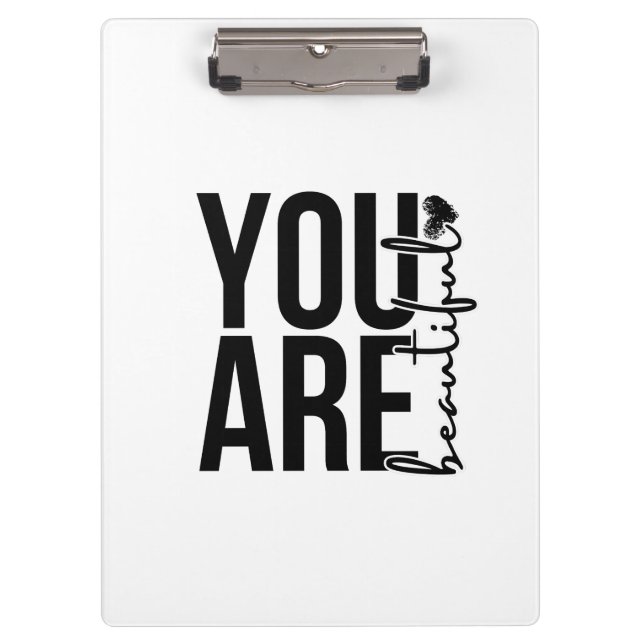 Minimalist “Beautiful” Typography Design – Black  Clipboard (Front)