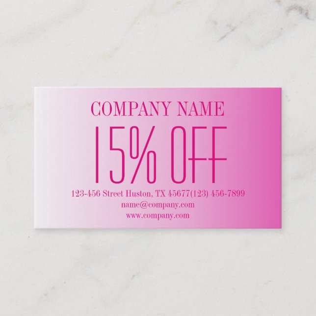 Minimalist beauty cosmetology blush pink ombre business card (Front)