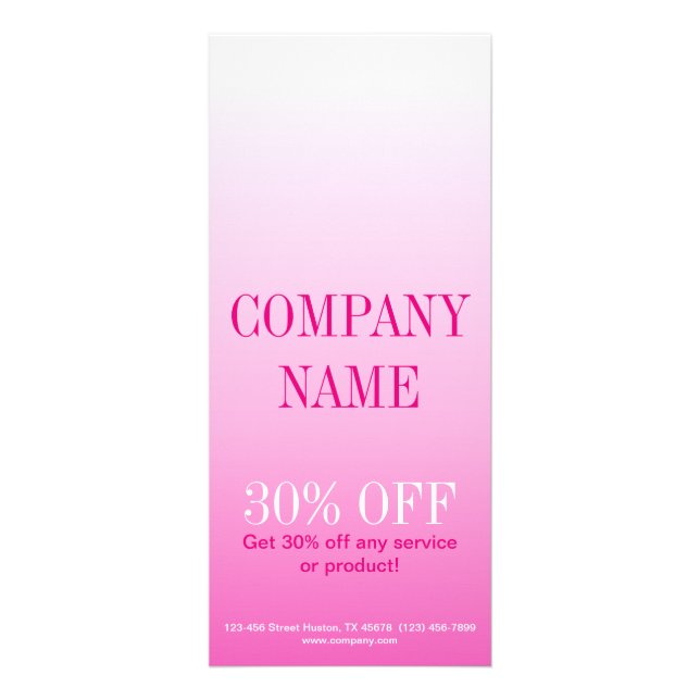 Minimalist beauty cosmetology blush pink ombre rack card (Front)