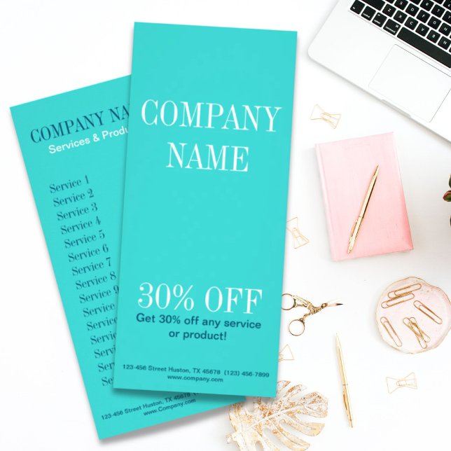 Minimalist beauty makeup artist hair salon teal rack card (Minimalist beauty makeup artist hair salon teal rack card)