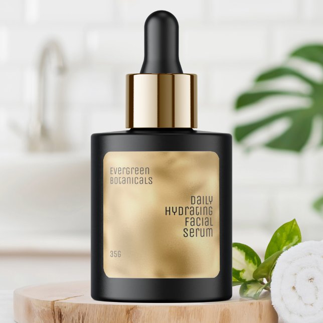 minimalist beauty product label black on gold (Creator Uploaded)
