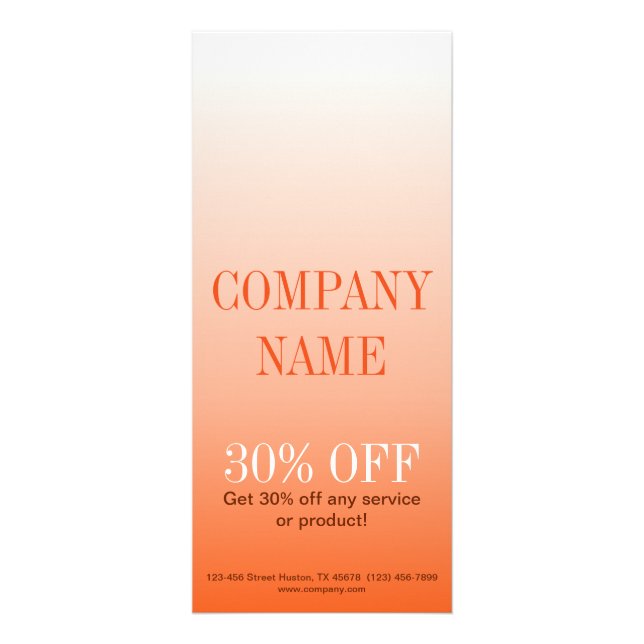 Minimalist beauty tanning salon tangerine ombre rack card (Front)