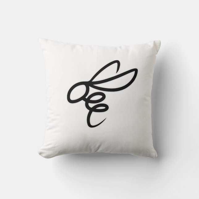 Minimalist Bee Line Art Design – Modern Simple Bee Cushion (Front)