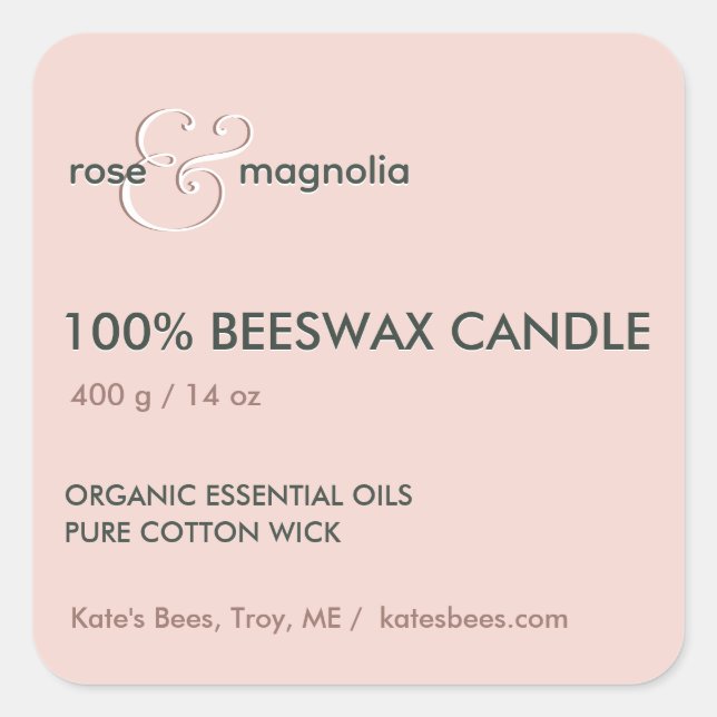 Minimalist Beeswax Candle Sticker Rose Pink  (Front)