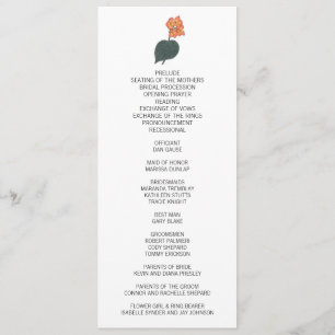 Minimalist Begonia Flower Wedding Programme