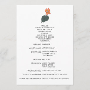 Minimalist Begonia Flower Wedding Programme