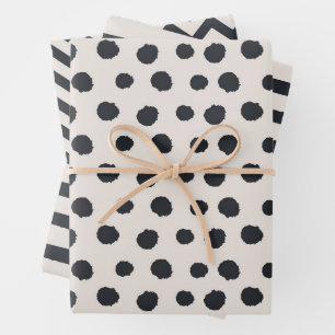 Minimalist Beige And Black Pattern  Wrapping Paper Sheet