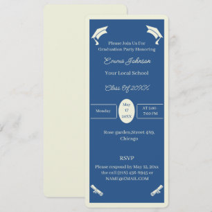 Minimalist Beige And Blue Personalised Graduation Invitation