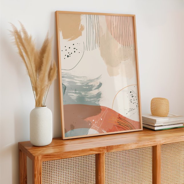 Minimalist Beige and Orange Abstract Line Poster (Creator Uploaded)