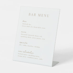 Minimalist Beige Bar Menu Drink List Pedestal Sign
