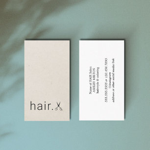Minimalist Beige Black Scissors Hair Stylist Business Card