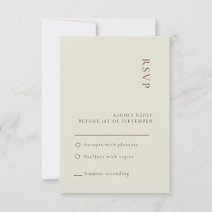Minimalist Beige Bohemian Wedding RSVP card