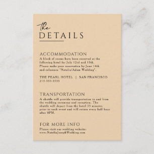 Minimalist Beige Boho Chic Unique Wedding Details Enclosure Card
