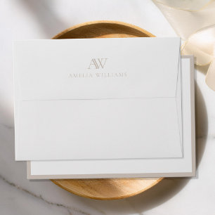 Minimalist Beige Border Monogram Envelope