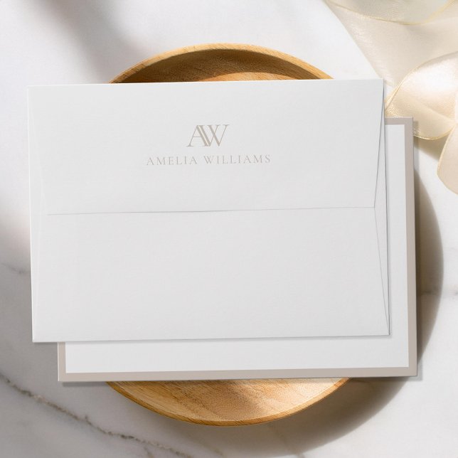 Minimalist Beige Border Monogram Envelope (Creator Uploaded)