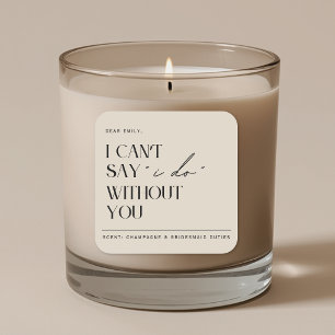 Minimalist Beige Bridesmaid Proposal Candle Label