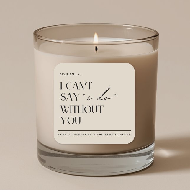 Minimalist Beige Bridesmaid Proposal Candle Label (Creator Uploaded)