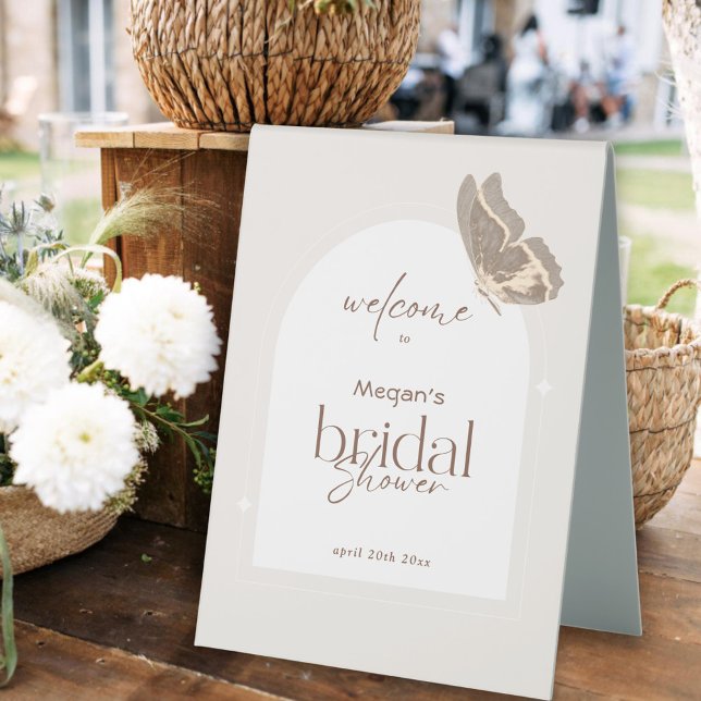 Minimalist Beige Butterfly Bridal Shower Welcome (Creator Uploaded)