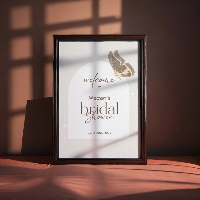 Minimalist Beige Butterfly Bridal Shower Welcome Poster (Creator Uploaded)
