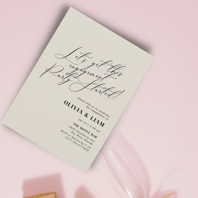 Minimalist Beige Calligraphy Engagement Party Invitation (Creator Uploaded)