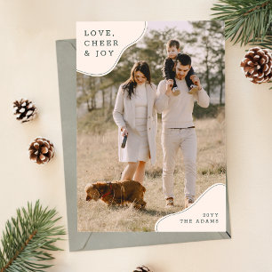 Minimalist Beige Christmas Family Photo Holiday Card