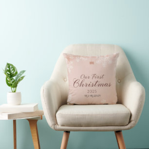 Minimalist Beige Christmas Ornament Design Cushion