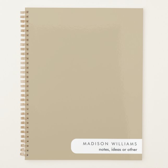 Minimalist Beige Custom Notebook | Personalised  Planner (Front)