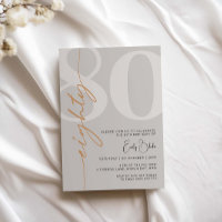 Minimalist Beige Eighty 80th Birthday Party