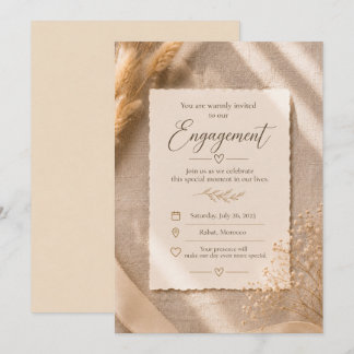 Minimalist Beige Engagement Invitation