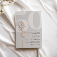 Minimalist Beige Fifty 50th Birthday Party 