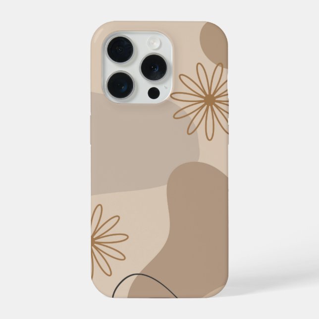 Minimalist Beige Floral Abstract Phone Case  (Back)