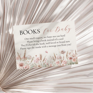 Minimalist Beige Floral Baby in Bloom Books for Ba Enclosure Card