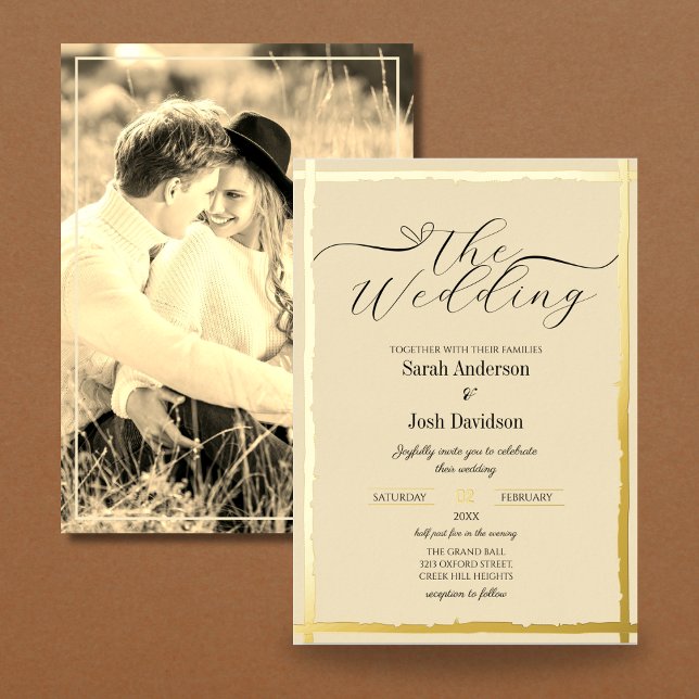 Minimalist Beige Foil Photo Wedding (Creator Uploaded)