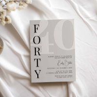 Minimalist Beige Forty 40th Birthday Party