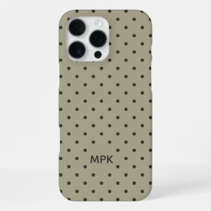 Minimalist Beige Gray Custom Monogram Polka Dot  iPhone 16 Pro Max Case