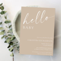 Minimalist beige hello baby gender neutral shower
