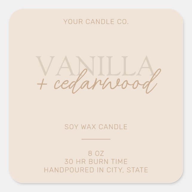 Minimalist Beige Modern Candle Label (Front)