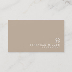Minimalist Beige Monogram Business Card