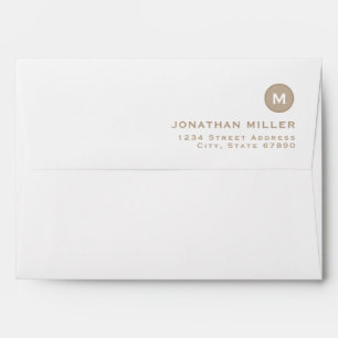 Minimalist Beige Monogram Return Address Envelope
