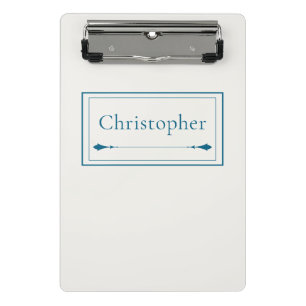 Minimalist Beige & Navy Blue Personalised Monogram Mini Clipboard