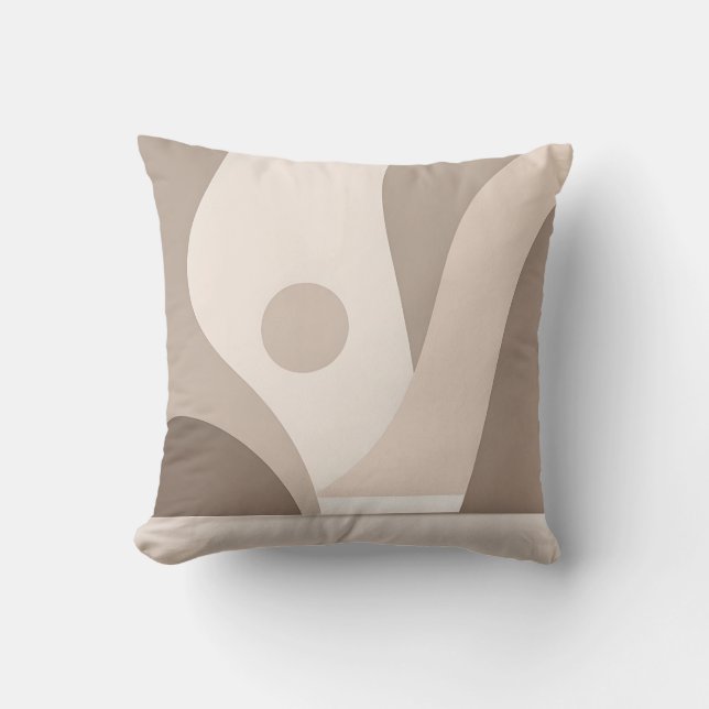 Minimalist Beige Organic Abstract Shapes Cushion (Front)