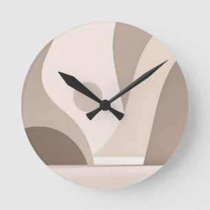 Minimalist Beige Organic Abstract Shapes Round Clock