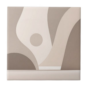 Minimalist Beige Organic Abstract Shapes Tile