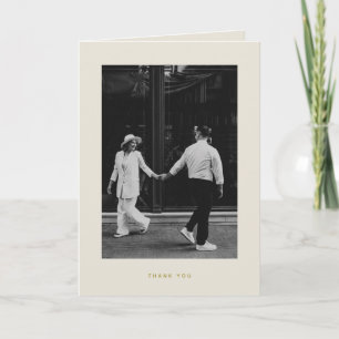Minimalist Beige Photo Wedding  Thank You Card