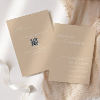 Minimalist Beige QR Code RSVP All In One Wedding