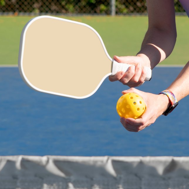Minimalist beige sand plain solid colour elegant pickleball paddle (Insitu)