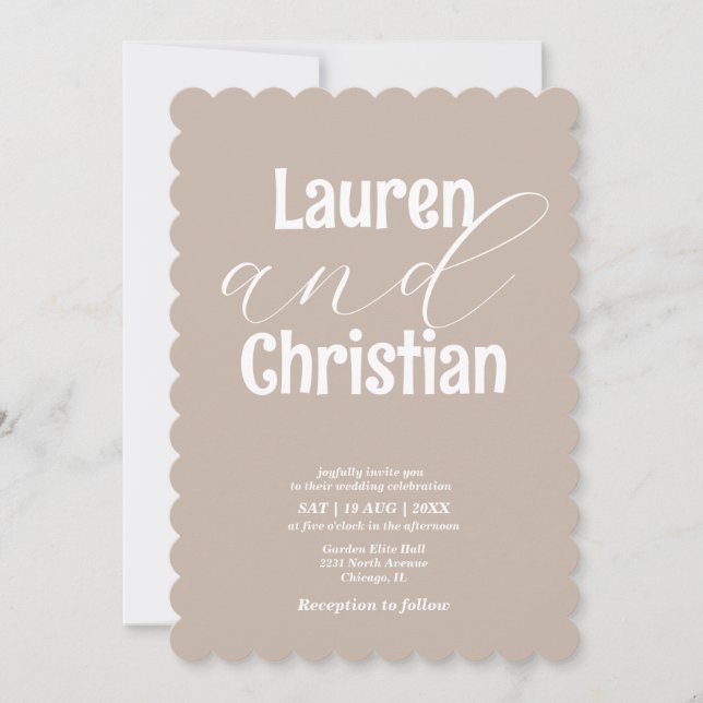 Minimalist Beige  Scripture Wedding Invitation (Front)