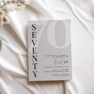 Minimalist Beige Seventy 70th Birthday Party Invitation