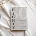 Minimalist Beige Seventy 80th Birthday Party Invitation<br><div class="desc">This minimalist typography 80th birthday party invitation is perfect for a modern birthday party. Customisable in any colour. Keep the design minimal and elegant, as is, or personalise it by adding your own graphics and artwork. For more advanced customisation of this design, e.g. changing layout, font or text size please...</div>