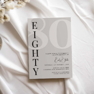 Minimalist Beige Seventy 80th Birthday Party Invitation